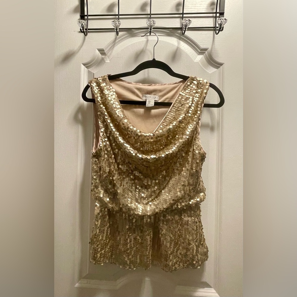 Rachel Zoe Gold Sequin Top